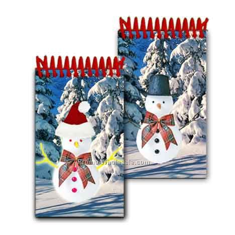 3d Lenticular Mini Notebook; Stock; Snowman; Blanks