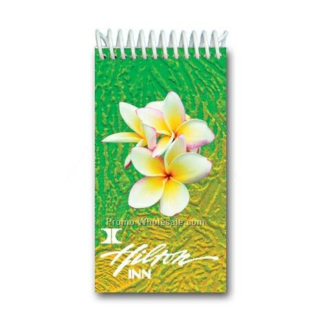 3d Lenticular Mini Notebook; Stock; White Garden Flower; Custom
