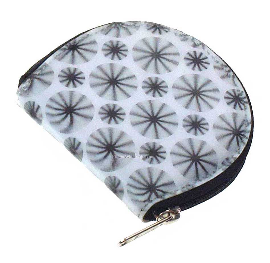 3d Lenticular Rondo Coin Purse - Custom / White With Black Stars