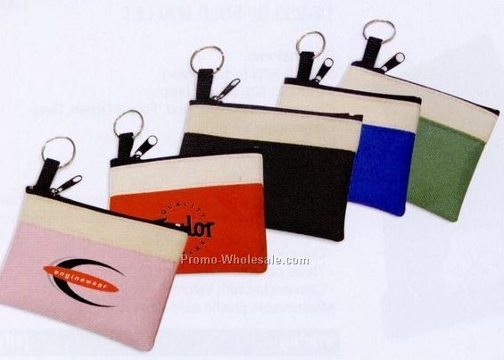4-1/2"x3"x1/4" 2 Tone Coin Purse With Key Ring