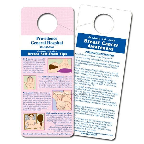 4 Color Process Stock Design Self Breast Exam Plastic Door Hanger