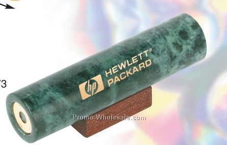 4"x1" Green Marble Kaleidoscope W/ Wooden Stand (Sandblasted)