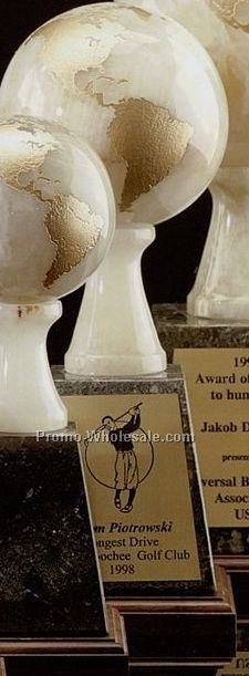 5" Onyx Marble Grand World Globe Award On Base