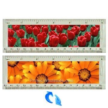 6" Acrylic Ruler; 3d Lenticular; Tulips / Flowers Image - Stock, Blanks