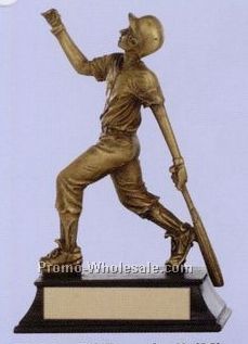 6" Sport Sculpture W/ Antique Gold Finish (Male Baseball)