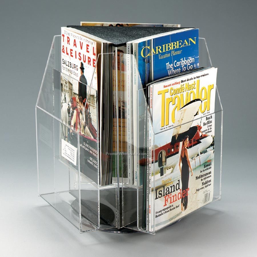 6-pocket, 3-sided Rotating Magazine Holder - Countertop