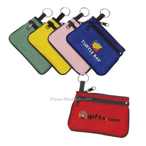 600d Polyester Double Zipper Coin Pouch