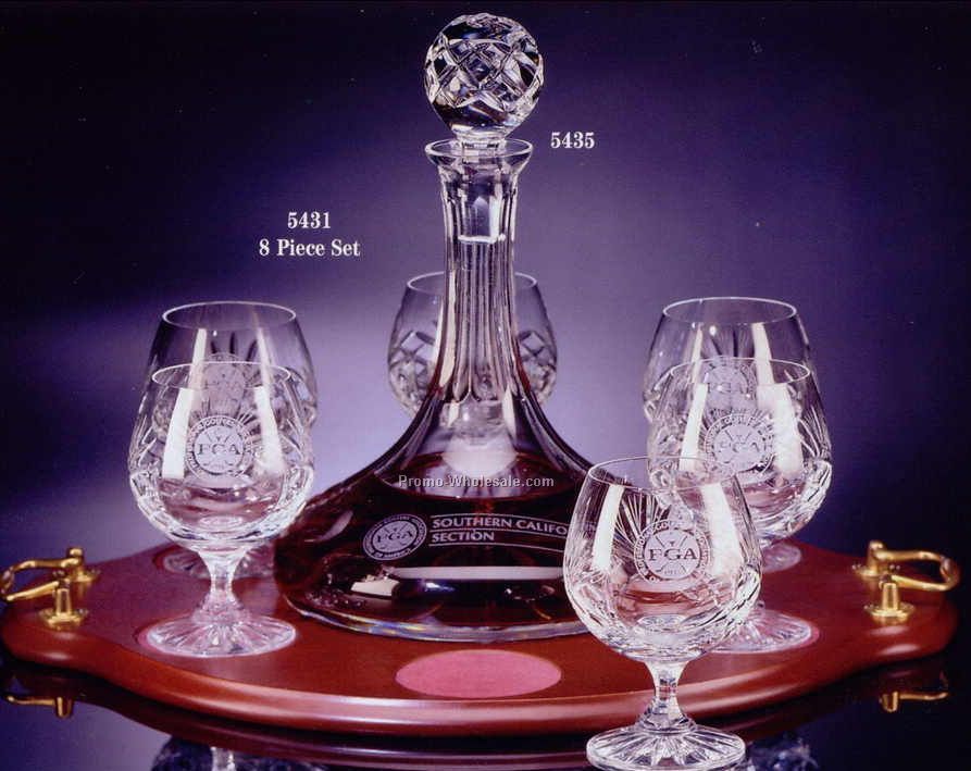 8 Piece Trafalger Brandy Set On Rosewood Tray