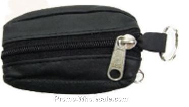 8cmx5cmx3cm Black Lambskin 2 Zipper Football Change Purse