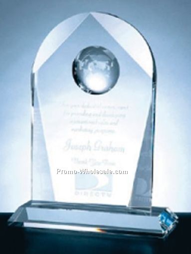 9-1/4"x7"x3" Optical Crystal Arch Globe Award