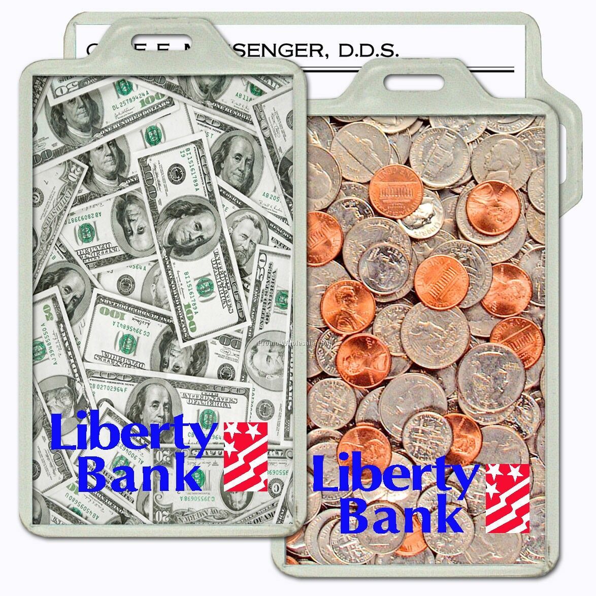 Acrylic 3d Lenticular Luggage Tags - Stock Imprintable Money Coins Dollars