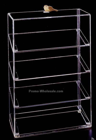 Acrylic Security Showcase W/ Black Back (4 Angled Shelves)