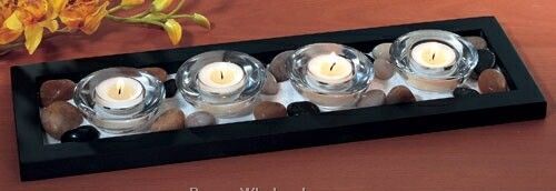 Ambiance Candle Tray W/ 4 T-lites/ Sand/ Rock