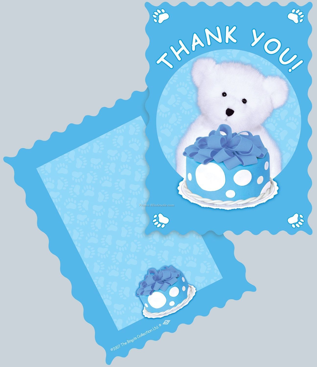 Boyds Bears Birthday Thank You Note - Light Blue