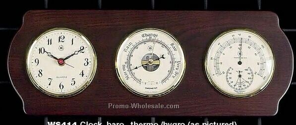 Executive Thermometer, Humidity Reader, Barometer, and Clock