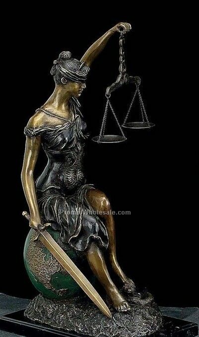 Bronze Lady Justice Statue Sculpture On Marble Base - Limited Edition