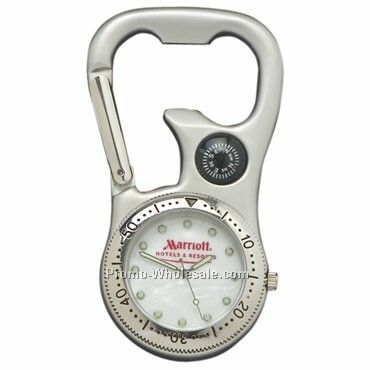 Carabiner Clip On Watch & Compass With Bottle Opener - Analog