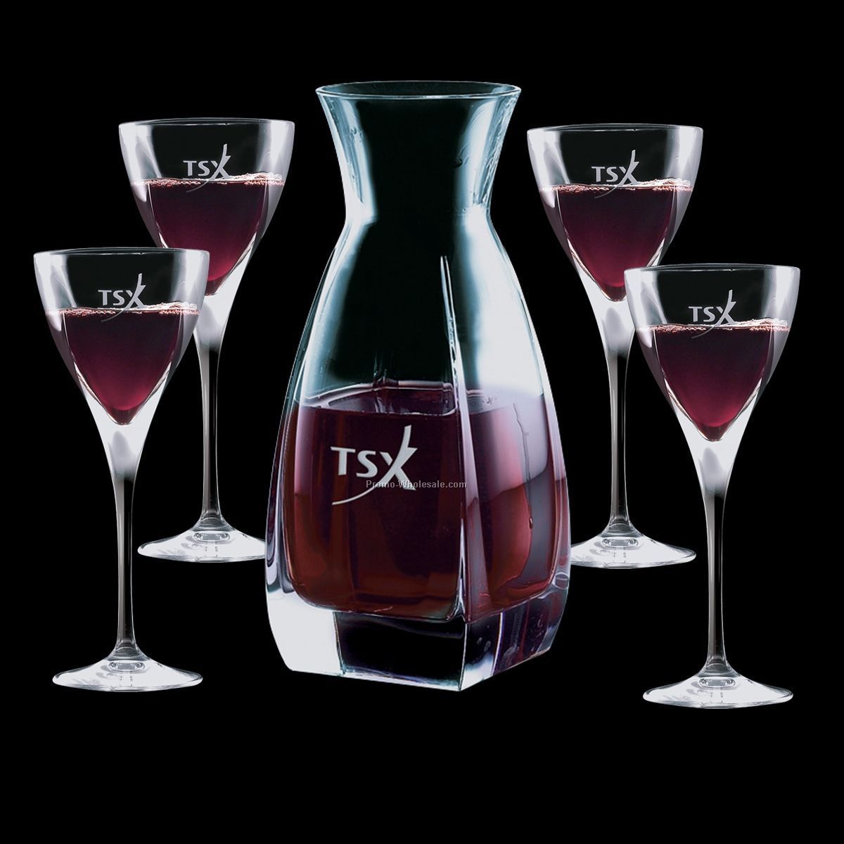 Chesswood Crystal Decanter & 4 Wine Glasses