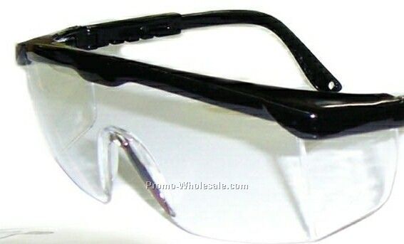 (Clear Safety Glasses With Black Frame) 