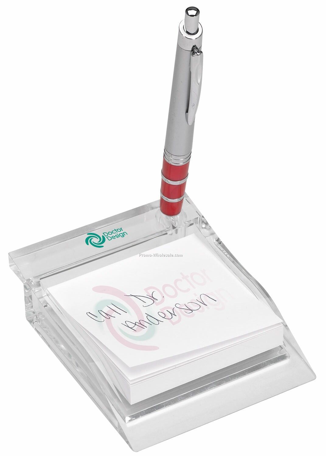 Club Level Acrylic Note & Pen Holder With Notepad