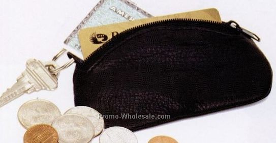Coin/ Card & Key Curved Zipper Pouch (Full Grain)