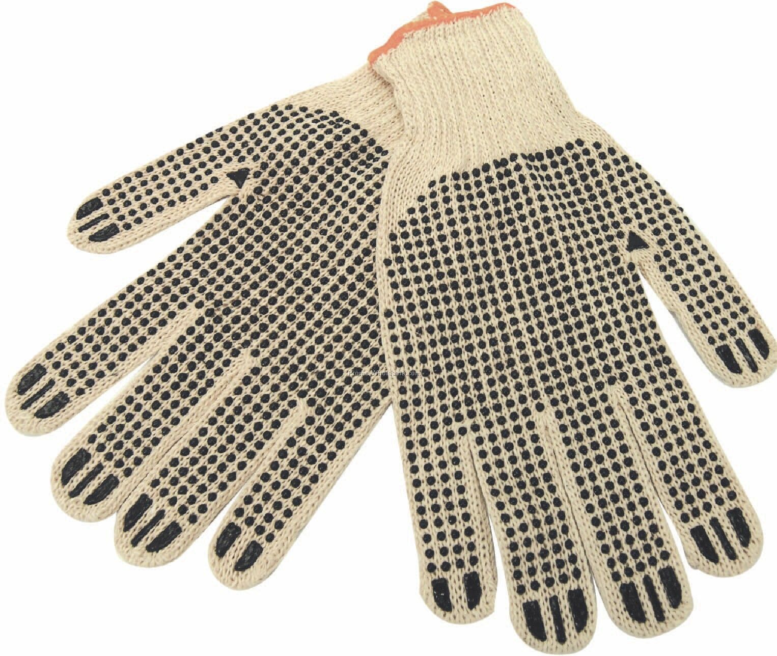 Cotton Work Gloves With Rubber Grip Dots (Blank)