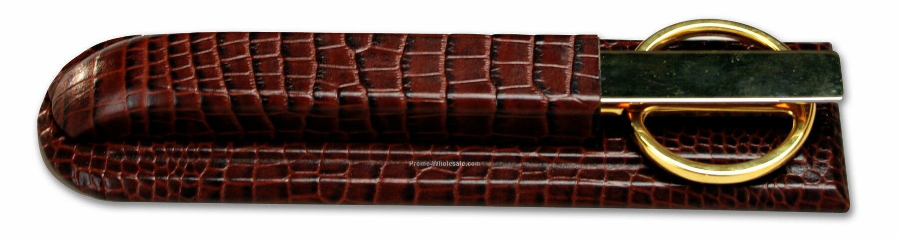 Crocodile Embossed Leather Library Set - Brown