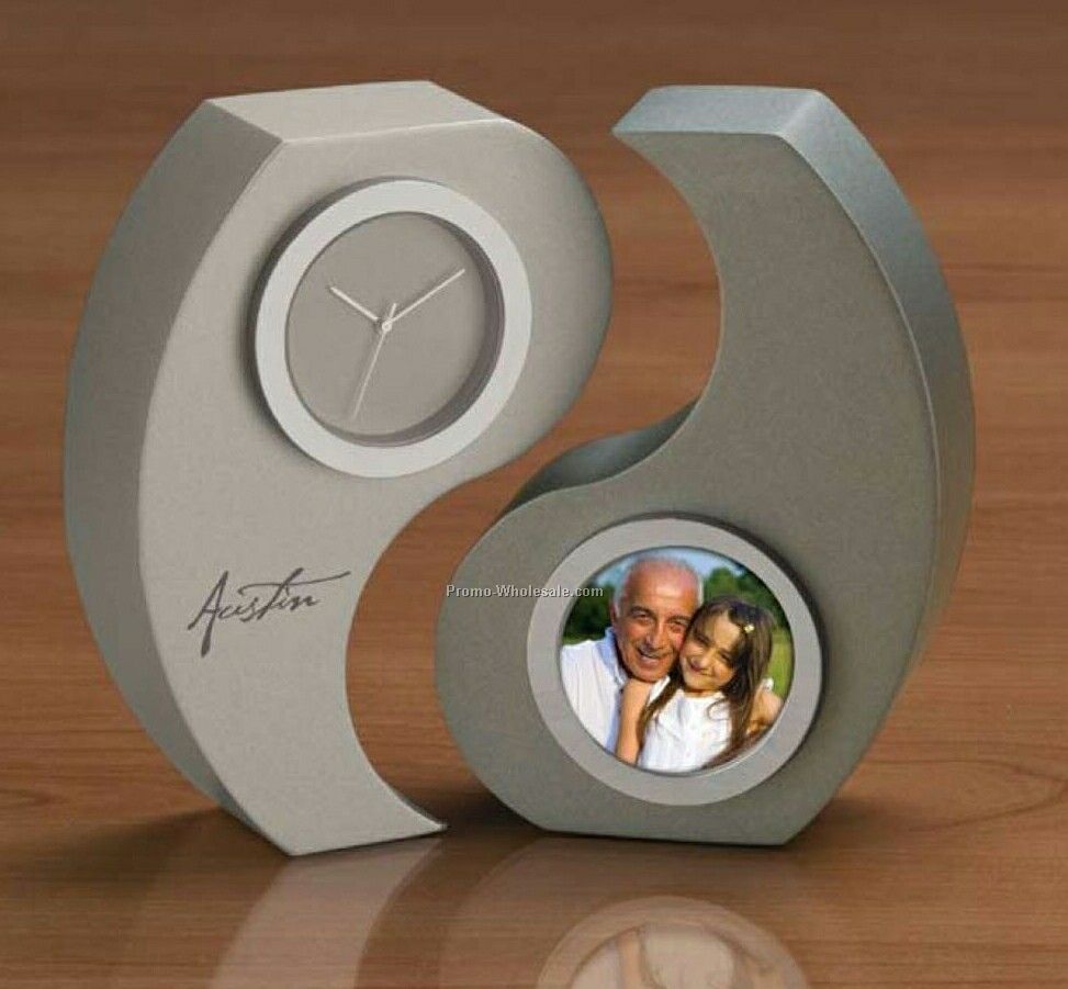 Essentials Chinois Ying Yang Clock & Photo Frame 3-1/2"x3-1/2"