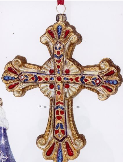 European Blown Glass Ornament Collection/ Jeweled Cross