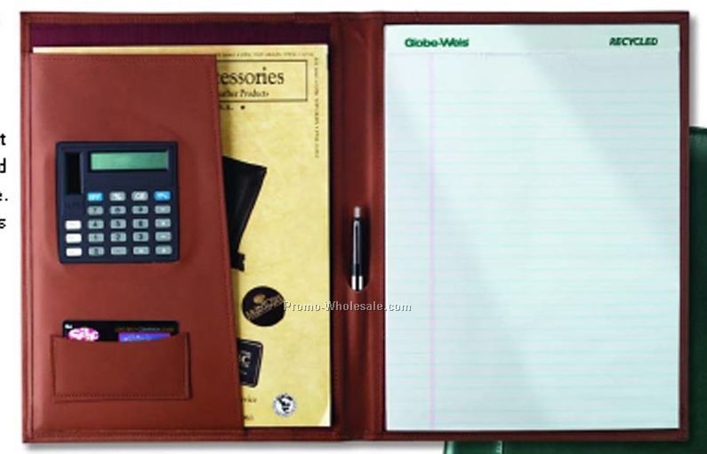 Executive Business Portfolio W/ Calculator - Oxford Bonded Leather