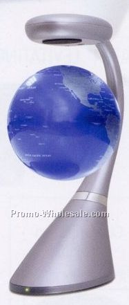 Floating Ideas Metallic Blue Globe W/ Artistic Silver Base