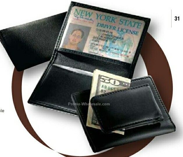 Florentine Napa Leather Magnetic Money Clip Card Case W/ Window