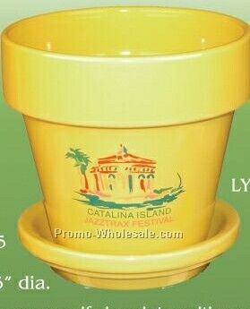 Flower Pot W/ Saucer (Yellow/ Green/ Blue)