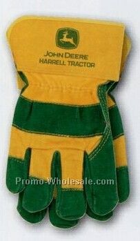 Green Leather Palm Safety Cuff Work Glove