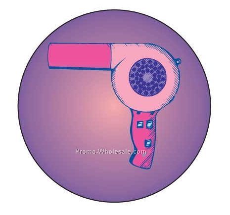 Hair Dryer Badge W/ Metal Pin (2-1/2")