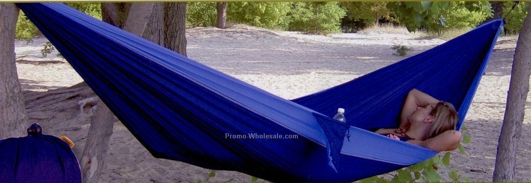 High Strength Portable Single Hammock (Navy Blue/Light Blue)