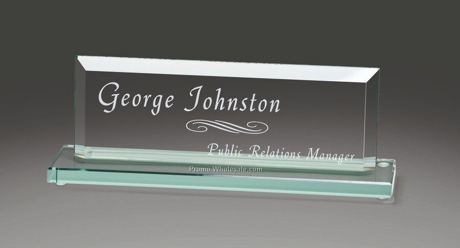 Jade Glass Nameplate - 10"x3-1/2"x3"