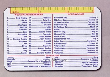 Laminated Stock Business Card (Anniversary/ Holiday/ Birthstone Chart)