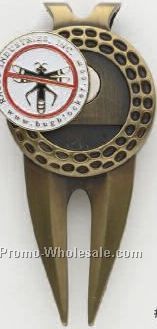 Large Dimpled Divot Tool/ Money Clip With 1" Magnetic Ballmarker