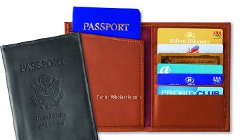 Leather Passport Attache & Credit Card Caddie - Oxford Bonded Leather