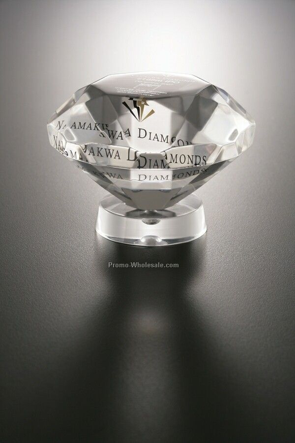 Lucite Embedment Machined Diamond Award On A Stand