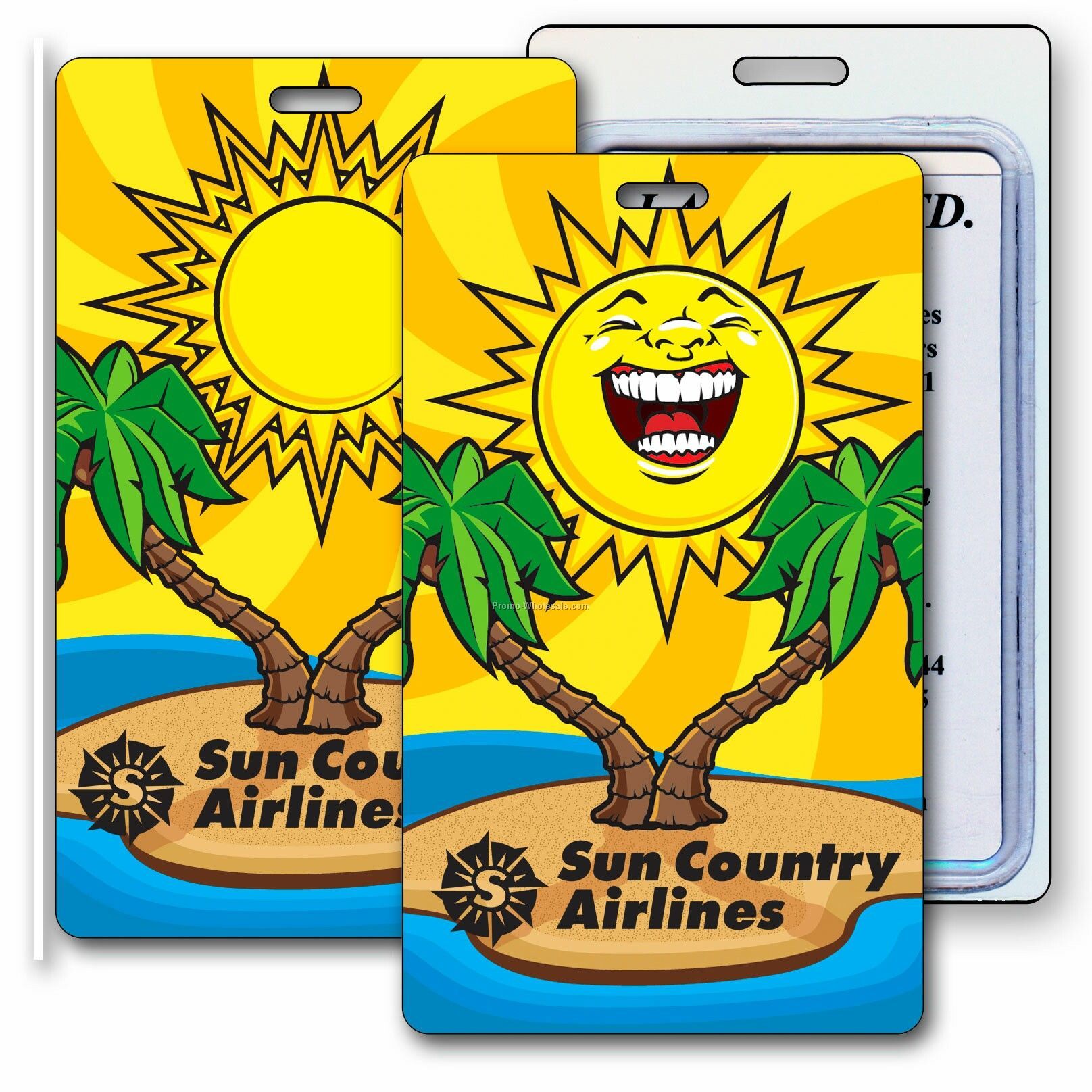 Luggage Tag 3d Lenticular Sunshine Palm Tree Stock Image - Imprint Product