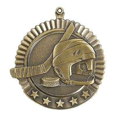 Medal, "hockey" Star - 2-3/4" Dia