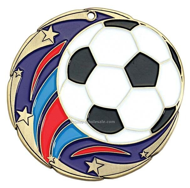 Medal, "soccer" Color Star - 2-1/2" Dia.