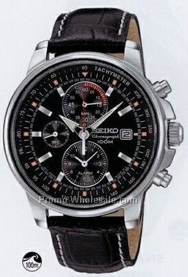 Men's Seiko Alarm Chronograph Watch (Black)