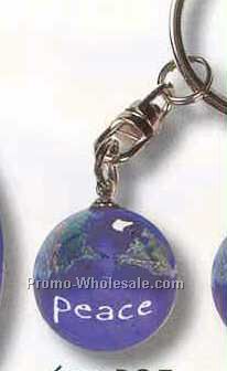 Peace Marble Key Tag W/Natural Earth Continents