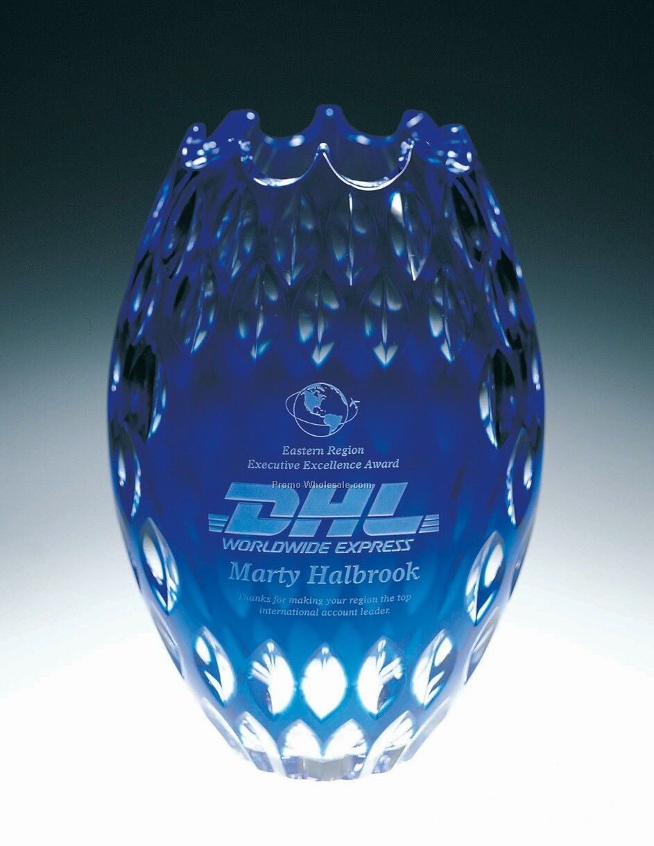 Peak Top Oval Vase Award (Blue)