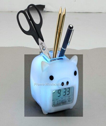 Penholder With Lcd Clock