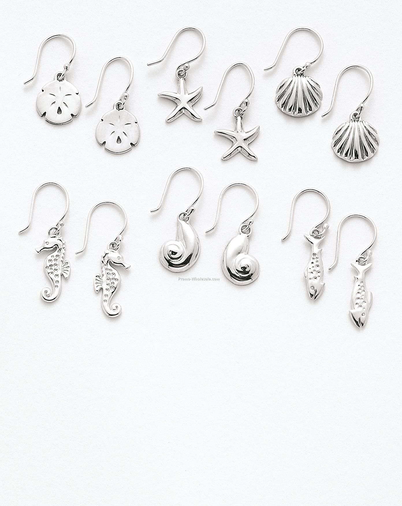 Custom Earrings on Plated Silver Sealife Series Custom Hook Earrings