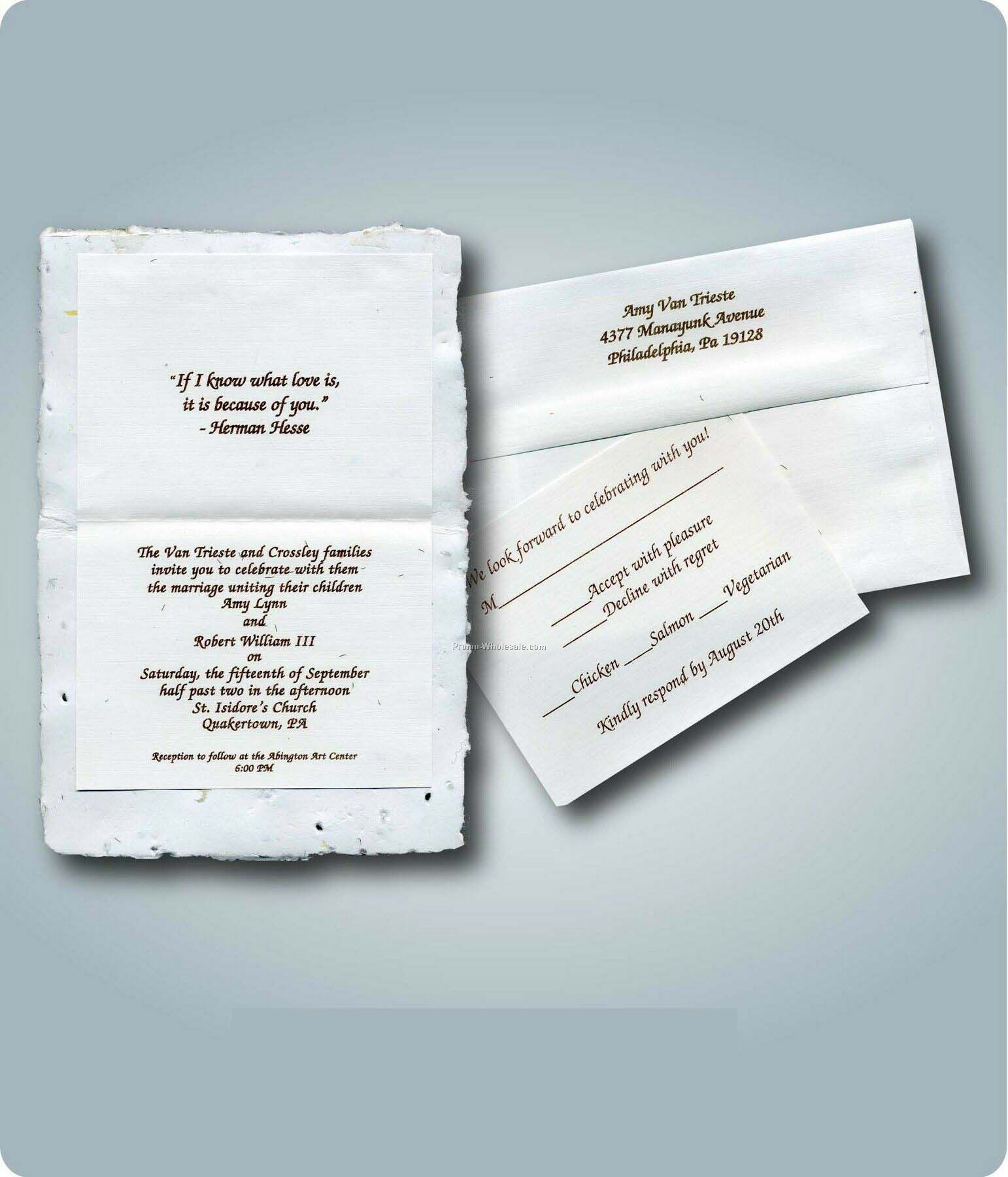 Printed Wedding Invitation Seed Paper Card